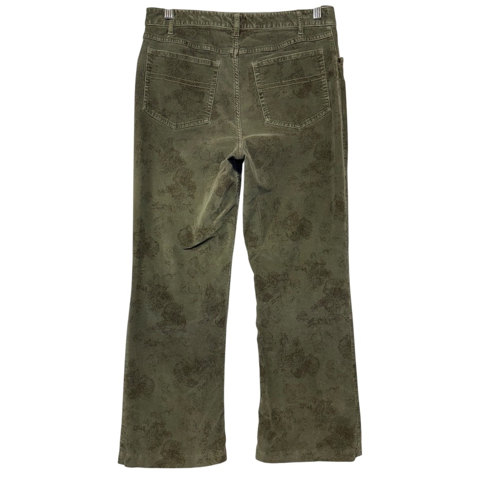 J. Jill Womens Olive Green Floral Corduroy Stretch Straight Leg Pants‎ Size 8 - Picture 5 of 9
